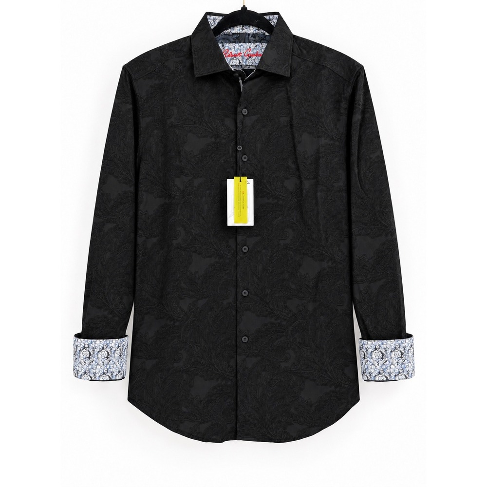 Robert Graham Rosendale Button Down Mens M Black Paisley Skull NWT Contrast Cuff